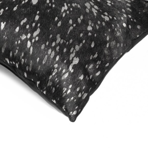 Natural Home Decor Torino Cowhide Pillow | 1-Piece | Silver & black | 18"x18" - Picture 2 of 2